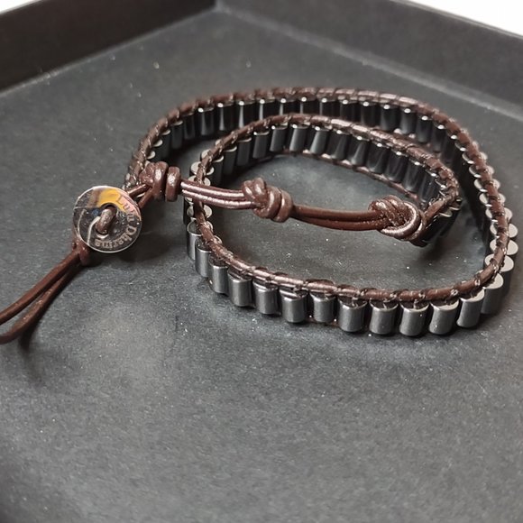 Dark Silver Tone And Brown 15 Inch Lulu Dharma Wrap Bracelet - Picture 8 of 12
